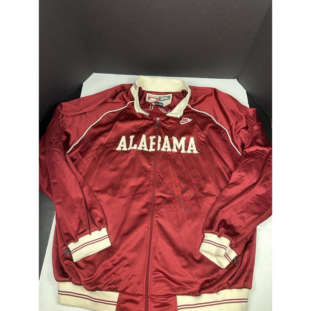 VTG Nike Alabama Crimson Tide Full Zip Jacket 3XL Red White Dazzle Satin 90s